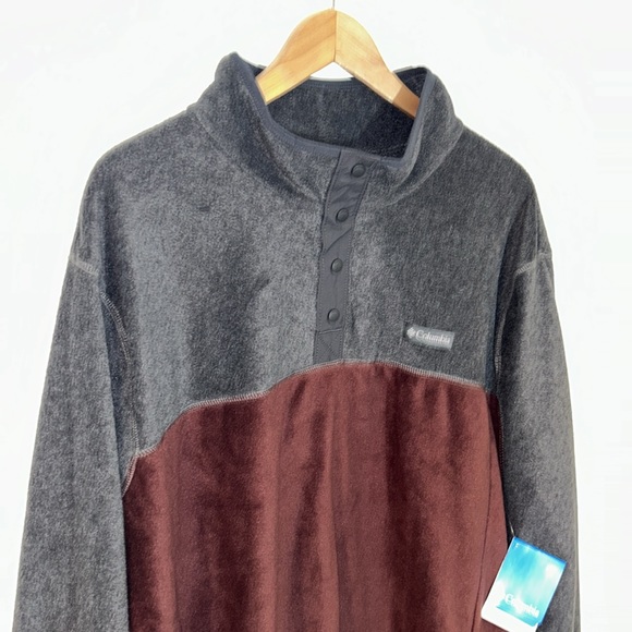 Columbia Flattop Ridge Half Snap Burgundy & Gray Fleece Jacket Size XXL NWT - Picture 3 of 6